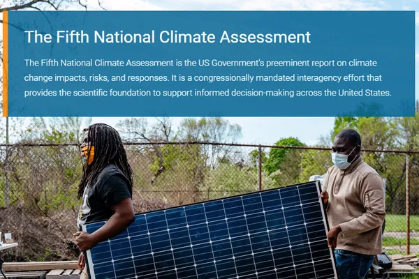 small screen capture of the Fifth National Climate Assessment website