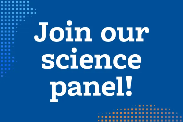 small thumbnail image that says Join our science panel!