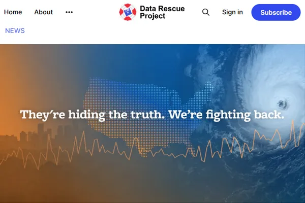 Screen capture of the Data Rescue Project website
