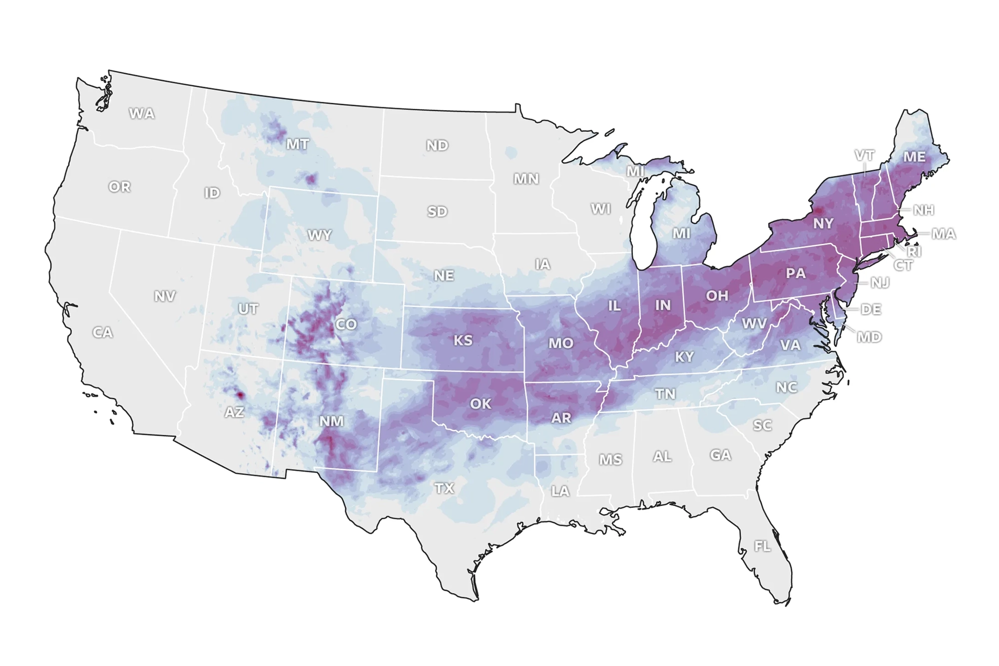 Thumbnail map of the continental United States showing how much snow fell from January 23-26, 2026.