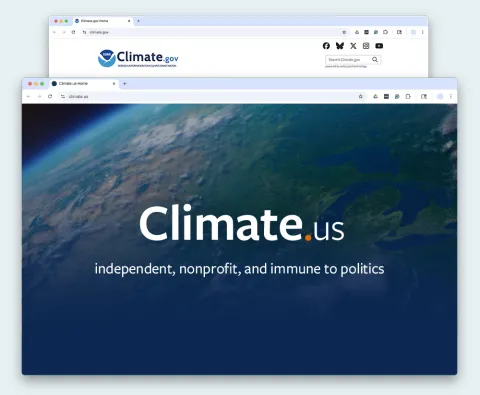 screen capture of Climate.gov and Climate.us websites
