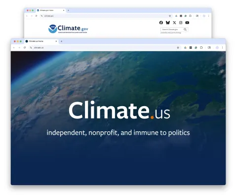 screen capture of Climate.gov and Climate.us websites